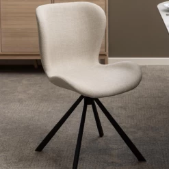 Chaise De Salle à Manger Pivotante Tilda Tissu - Beige/noir