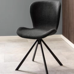 Chaise De Salle à Manger Pivotante Tilda Tissu - Anthracite/noir