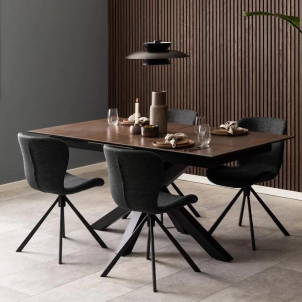 Chaise De Salle à Manger Pivotante Tilda Tissu - Anthracite/noir 4 Chaise De Salle à Manger Pivotante Tilda Tissu - Anthracite/noir – Image 4