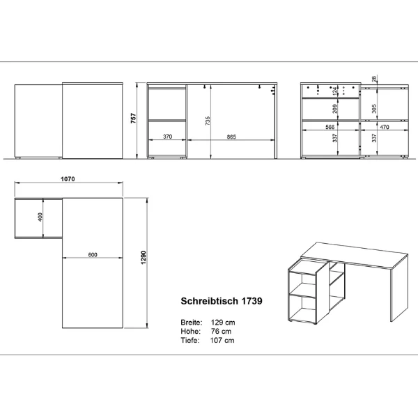 Bureau D'angle Oliveira Avec Espace De Rangement - Décor Chêne 3 Bureau D'angle Oliveira Avec Espace De Rangement - Décor Chêne – Image 3