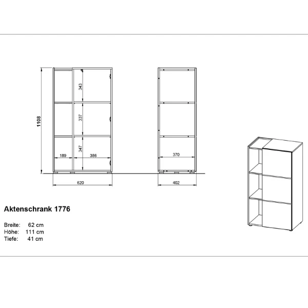 Classeur Oliveira 62x111cm Avec Quatre étagères - Décor Chêne/anthracite 3 Classeur Oliveira 62x111cm Avec Quatre étagères - Décor Chêne/anthracite – Image 3