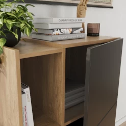 Classeur Oliveira 62x182cm Avec Quatre étagères - Décor Chêne/anthracite -Meubles Tables Et Chaises Shop Ontwerp zonder titel 2023 08 17T162513.878 672a