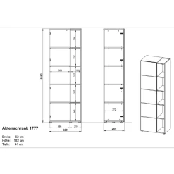 Classeur Oliveira 62x182cm Avec Quatre étagères - Décor Chêne/anthracite -Meubles Tables Et Chaises Shop Ontwerp zonder titel 2023 08 17T164357.531 ee6d