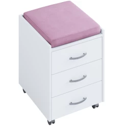 Caisson à Tiroirs Kjenta Avec Plumier Et Coussin De Siège Rose -3 Tiroirs