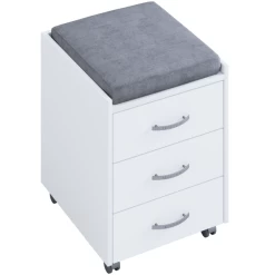 Caisson à Tiroirs Kjenta Avec Plumier Et Coussin De Siège Gris -3 Tiroirs