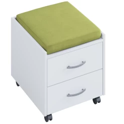 Caisson à Tiroirs Kjenta Avec Plumier Et Coussin De Siège Vert -2 Tiroirs