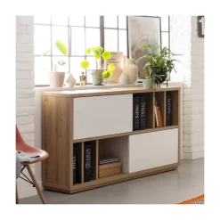 Armoire Classeur Sorbonne 140cm Avec Deux Portes Coulissantes - Décor Chêne/blanc -Meubles Tables Et Chaises Shop Ontwerp zonder titel 2023 09 20T163834.783 eda1 1