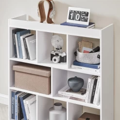 Bibliothèque Ouverte En Bois Blanc Avec Des Casiers, Meuble De Rangement Autonome, 97.5x30x100cm -Meubles Tables Et Chaises Shop Ontwerp zonder titel 2023 09 21T130236.468 0699