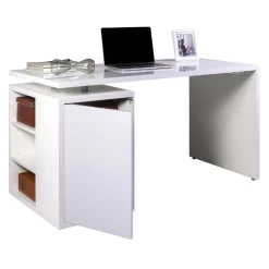 Bureau Cory 140x69cm Avec Espace De Rangement - Blanc Brillant -Meubles Tables Et Chaises Shop Ontwerp zonder titel 2023 09 21T161835.958 c443