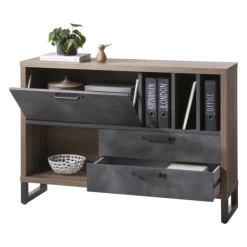 Buffet Faber 140cm Avec Porte Abattante Et Deux Tiroirs - Décor Chêne/aspect Béton -Meubles Tables Et Chaises Shop Ontwerp zonder titel 2023 09 21T165523.697 7b28