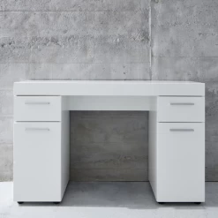 Bureau Moderne Armand Avec 2 Portes, 2 étagères, 2 Tiroirs - Blanc Brillant -Meubles Tables Et Chaises Shop Ontwerp zonder titel 2023 09 27T162204.889 73b9