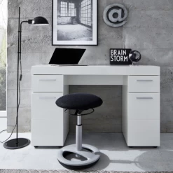 Bureau Moderne Armand Avec 2 Portes, 2 étagères, 2 Tiroirs - Blanc Brillant -Meubles Tables Et Chaises Shop Ontwerp zonder titel 2023 09 27T162351.263 eda8