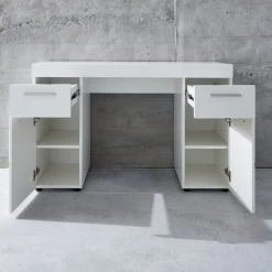 Bureau Moderne Armand Avec 2 Portes, 2 étagères, 2 Tiroirs - Blanc Brillant -Meubles Tables Et Chaises Shop Ontwerp zonder titel 2023 09 27T162426.235 06e7