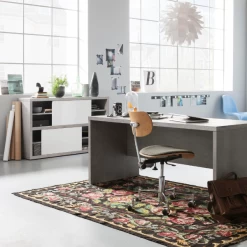 Armoire à Classeurs Prato 140cm Avec Deux Portes Coulissantes - Béton/blanc Brillant -Meubles Tables Et Chaises Shop Ontwerp zonder titel 2023 10 04T131004.405 49f9