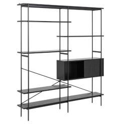 Bibliothèque Angus Avec Porte Coulissante, 5 étagères, 172x27x188 Cm - Noir -Meubles Tables Et Chaises Shop Ontwerp zonder titel 2023 10 09T160433.630 2198