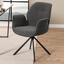 Chaise De Salle à Manger Aubin à Accoudoir Pivotant, Monza Anthracite