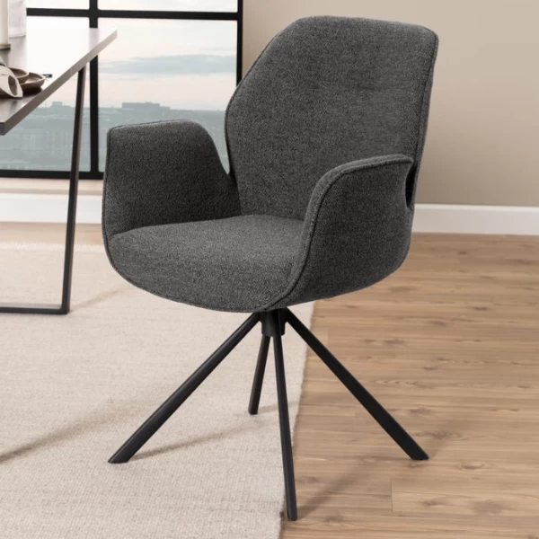 Chaise De Salle à Manger Aubin à Accoudoir Pivotant, Monza Anthracite 1 Chaise De Salle à Manger Aubin à Accoudoir Pivotant, Monza Anthracite