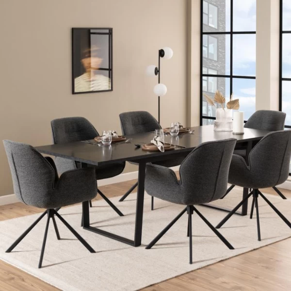 Chaise De Salle à Manger Aubin à Accoudoir Pivotant, Monza Anthracite 3 Chaise De Salle à Manger Aubin à Accoudoir Pivotant, Monza Anthracite – Image 3