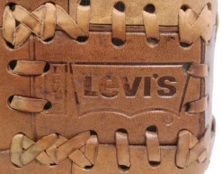 Pouf Patchwork 33x33cm Cuir - Cognac Vintage -Meubles Tables Et Chaises Shop PPS COG 2 2917