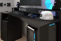 Bureau Gaming 152cm Avec Ruban LED - Noir -Meubles Tables Et Chaises Shop ROXXOR 6940 STAT DAY 0002 daa1