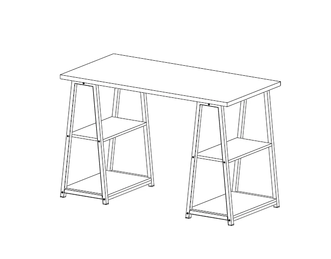 Bureau Malia 120cm Avec étagères - Chêne/noir 2 Bureau Malia 120cm Avec étagères - Chêne/noir – Image 2