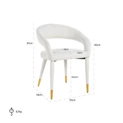 RICHMOND Chaise De Salle à Manger Heleen Bouclé - Blanc -Meubles Tables Et Chaises Shop S4534 WHITE BOUCL 6 8cbb