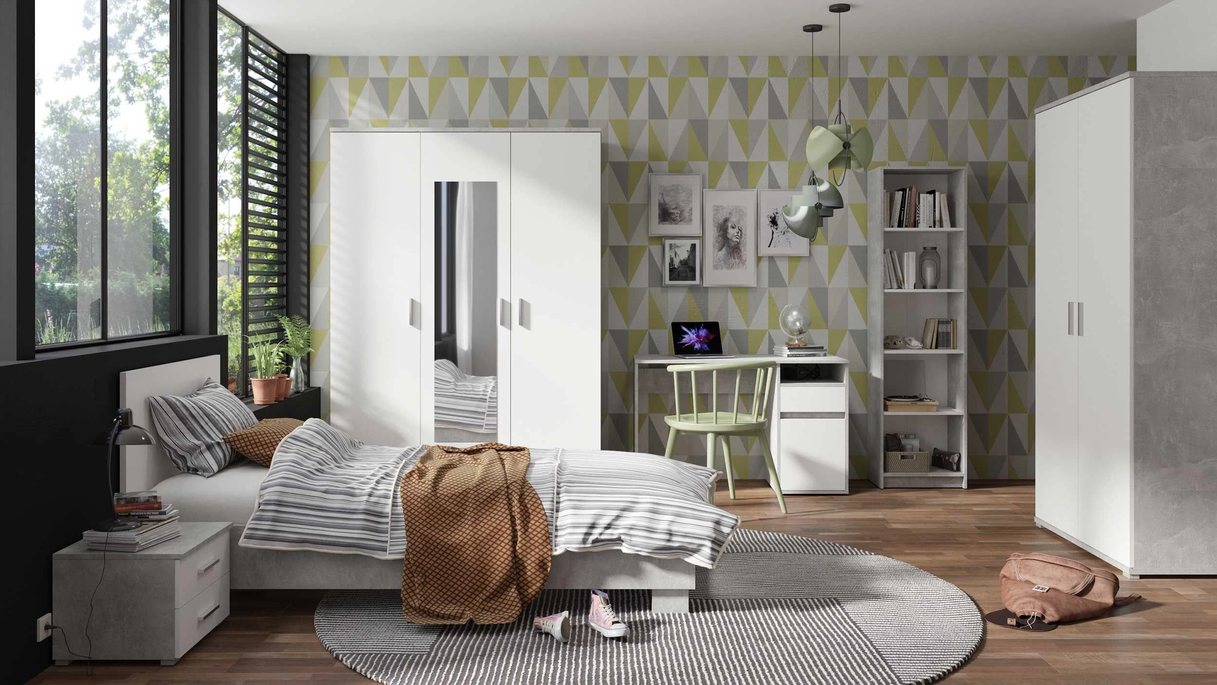 Bibliothèque Soma 50cm - Blanc/béton 3 Bibliothèque Soma 50cm - Blanc/béton – Image 3