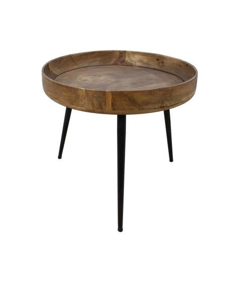 Table D'appoint Ventura ø50cm Bois De Manguier/fer - Naturel 4 Table D'appoint Ventura ø50cm Bois De Manguier/fer - Naturel – Image 4