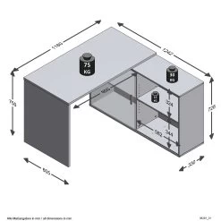 FMD Bureau D'angle Vaiana - Bois Vieilli/anthracite -Meubles Tables Et Chaises Shop Valley 3D 7eb9 2