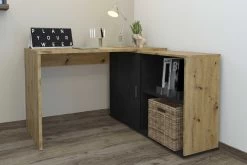 FMD Bureau D'angle Vaiana - Chêne Vieilli/anthracite -Meubles Tables Et Chaises Shop Valley Artisan Matera Perspektive mitDeko f262