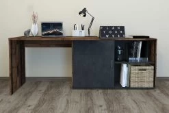 FMD Bureau D'angle Vaiana - Bois Vieilli/anthracite -Meubles Tables Et Chaises Shop Valley OSD Matera Frontal Mit Deko 22b9