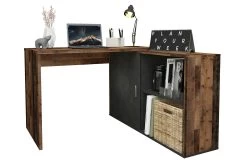 FMD Bureau D'angle Vaiana - Bois Vieilli/anthracite -Meubles Tables Et Chaises Shop Valley OSD Matera Perspektive Mit Deko 965d