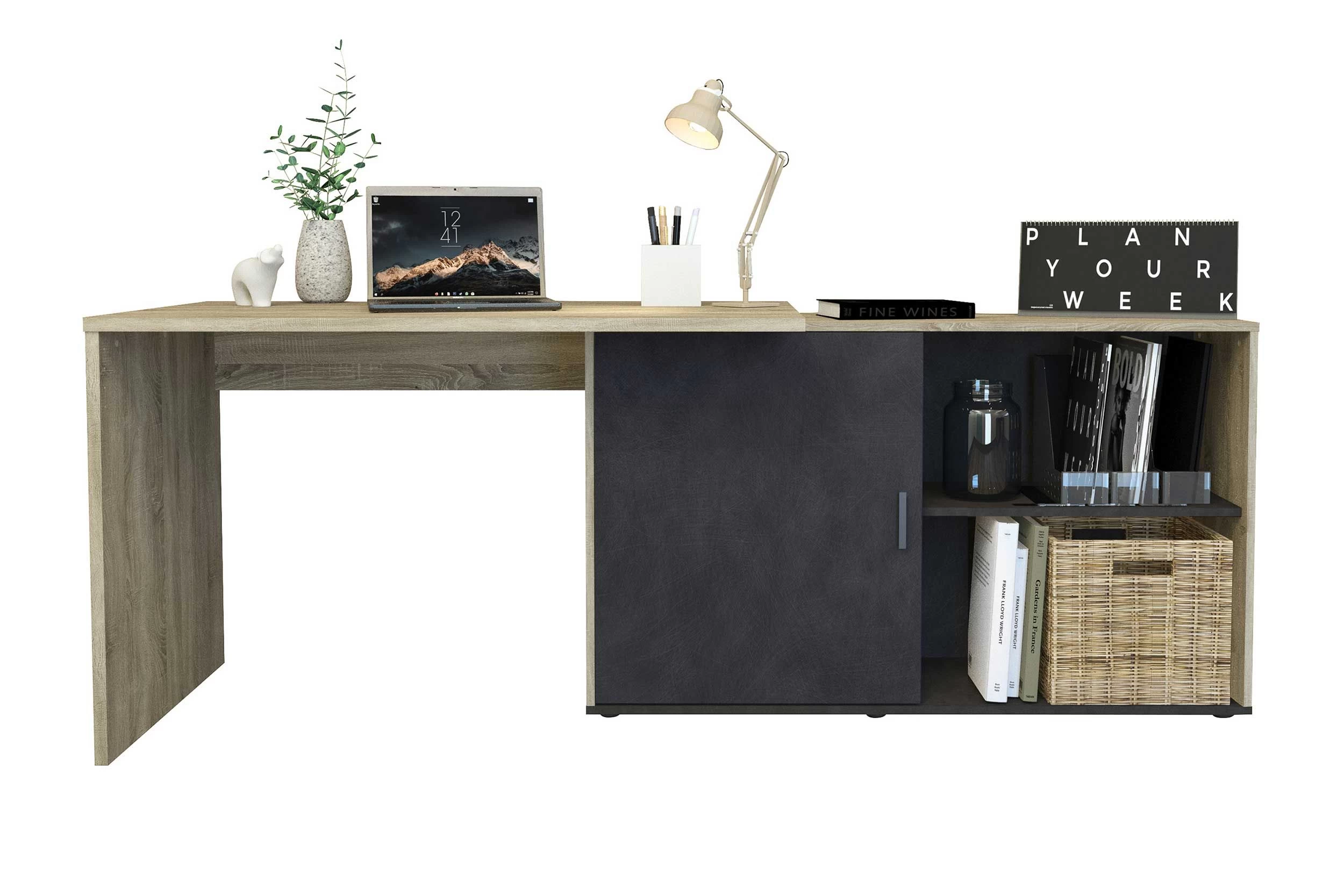 FMD Bureau D'angle Vaiana - Chêne/anthracite 3 FMD Bureau D'angle Vaiana - Chêne/anthracite – Image 3