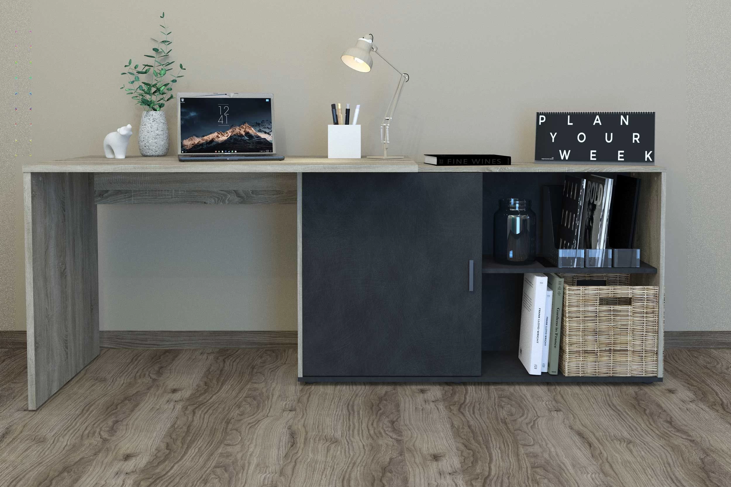 FMD Bureau D'angle Vaiana - Chêne/anthracite 2 FMD Bureau D'angle Vaiana - Chêne/anthracite – Image 2