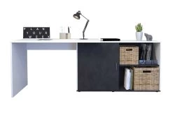 FMD Bureau D'angle Vaiana - Blanc/anthracite -Meubles Tables Et Chaises Shop Valley Wei Matera Frontal mitDeko 1 08d1