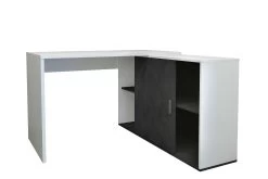 FMD Bureau D'angle Vaiana - Blanc/anthracite -Meubles Tables Et Chaises Shop Valley Wei Matera Perspektive Ohne Deko 2 6648