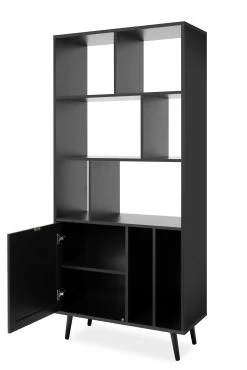 Bibliothèque Daka 80cm 1 Porte - Noir/nature -Meubles Tables Et Chaises Shop Vienna 20A Regal perspektive 2 offen 13ce