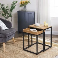 Lot De 2 Tables D'appoint Rectangles Hanne 45x40-bois De Mangue/noir -Meubles Tables Et Chaises Shop XLNT02N 4 cff4