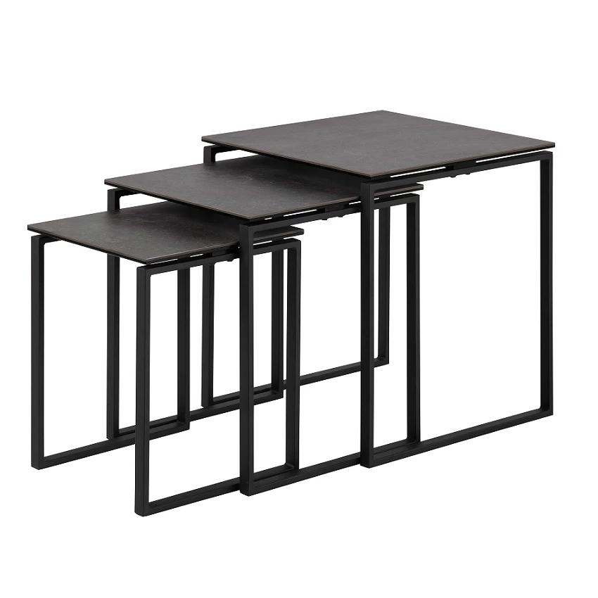 Jeu De 3 Tables D'appoint Nicola Céramique - Noir 1 Jeu De 3 Tables D'appoint Nicola Céramique - Noir