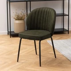 Chaise De Salle à Manger Patri - Vert Olive/noir