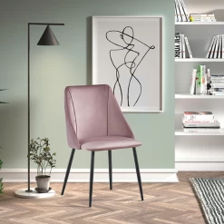 Chaise Maria Velours - Rose/noir