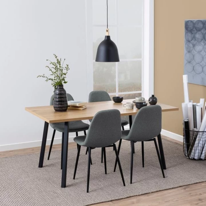 Chaise De Salle à Manger Ignifuge - Gris Clair/noir 4 Chaise De Salle à Manger Ignifuge - Gris Clair/noir – Image 4