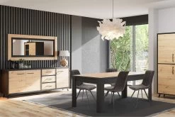 Table à Manger Wiva 180x90 - Noir/bois -Meubles Tables Et Chaises Shop wiva eetkamer met stoelen phil lr1 8fc3